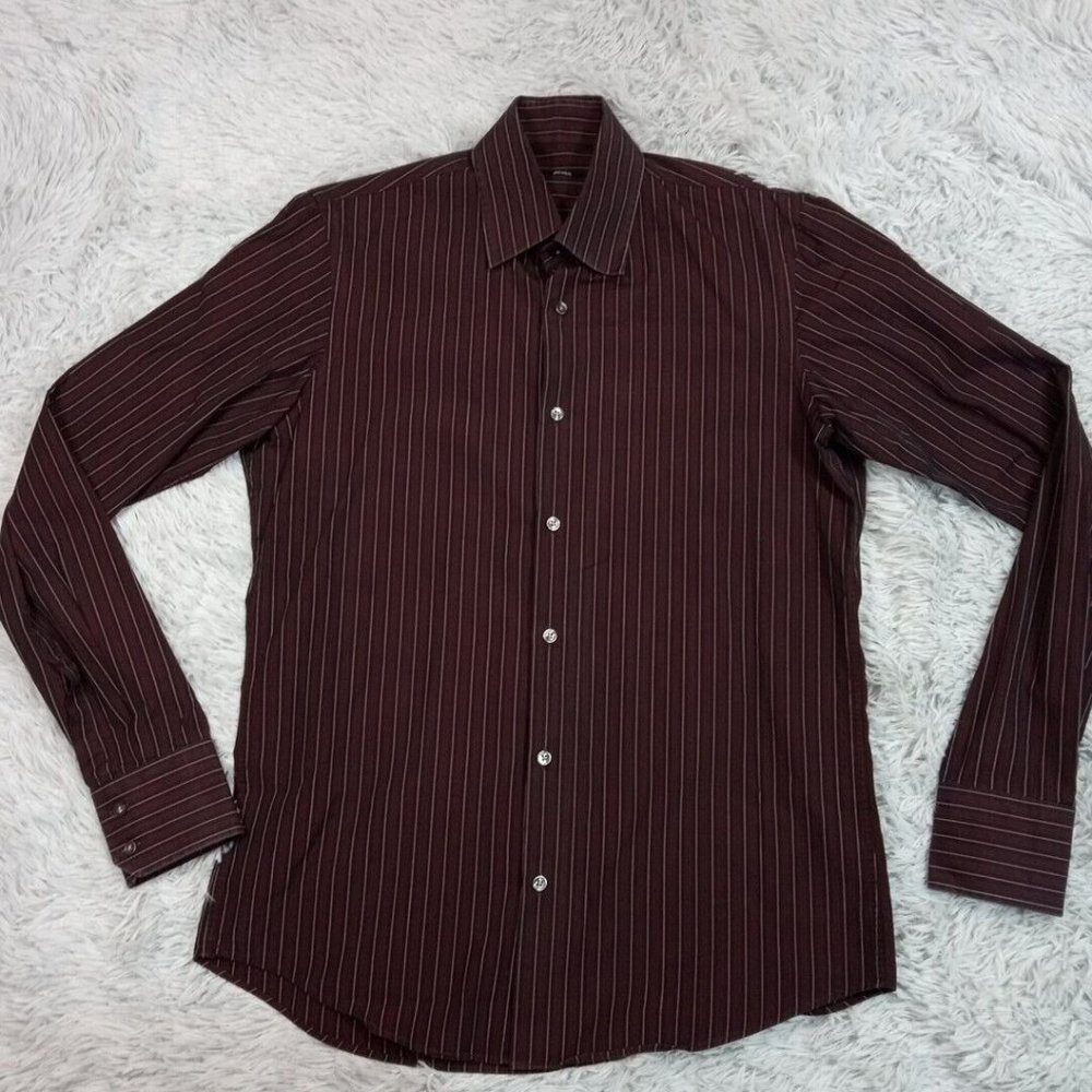 Hugo Boss Mens Shirt Button Up Multicolor 15‎  Striped Preppy Business 34 35
